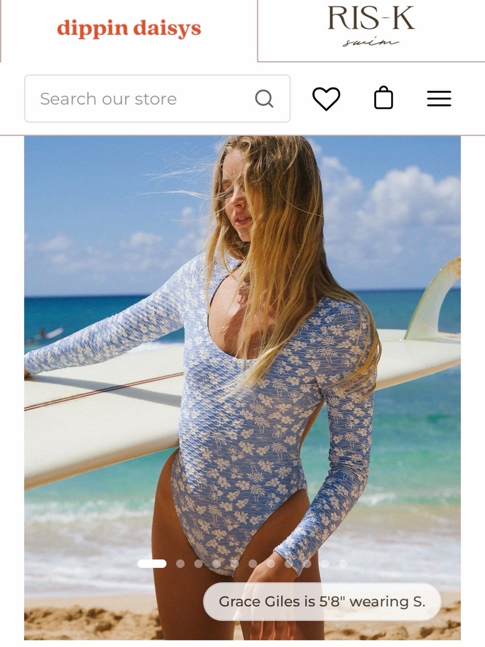 Dippin' Daisy's Blue Floral Long-Sleeve Bandeau Swimsuit